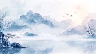 暖调山水背景