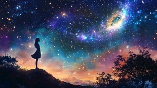 星辰大海女孩背影