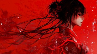 红衣少女设计古风