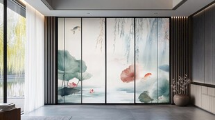 现代屏风鲤鱼图