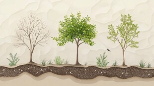 长出小树的泥墙