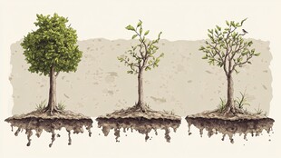 长出小树的泥墙