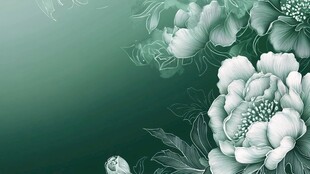 水墨手绘花绿色调背景