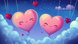 卡通爱心情侣背景