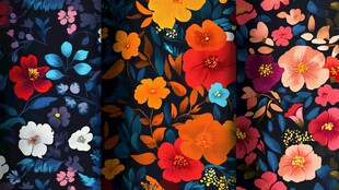 3d浮雕缤纷花卉