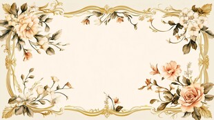 香槟色花艺手绘