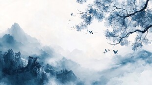 唯美意境彩墨山水