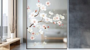 手绘梅花玻璃画