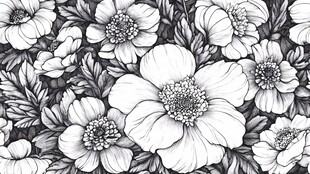 黑白手绘花