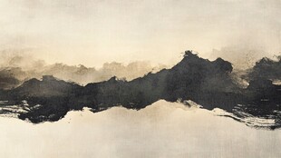 抽象水墨日落画