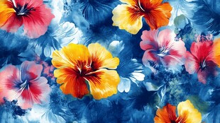 数码印花图案花卉