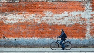 红砖墙前的自行车