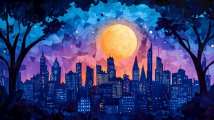 夜景插画