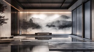 大厅意境禅境水墨