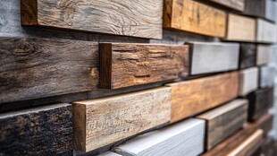 木块排列墙装饰