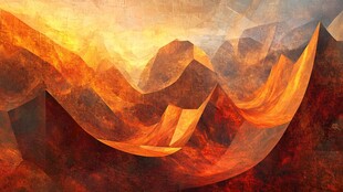 抽象金箔山水画