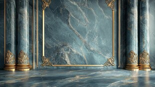 蓝色大理石迎宾区