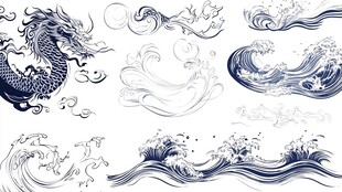 龙舟水纹波浪纹