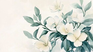 新中式手绘花卉