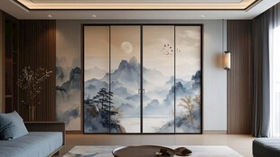 巨幅现代山水屏风