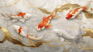 现代鲤鱼壁画
