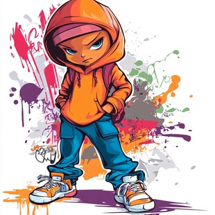 手绘青春嘻哈少年漫画