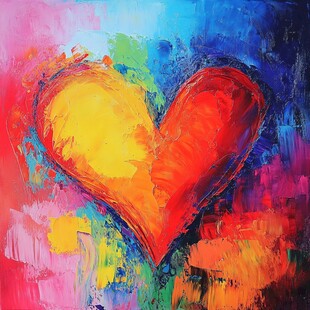 爱心桃心油画