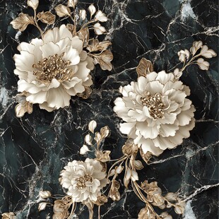 3d浮雕金属牡丹花