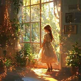 唯美意境少女插画