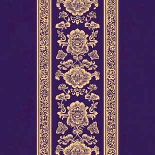 青花加金花卉纹瓷砖