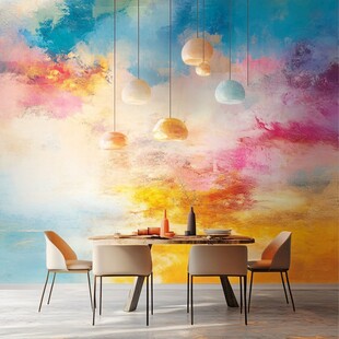 彩色餐厅背景墙