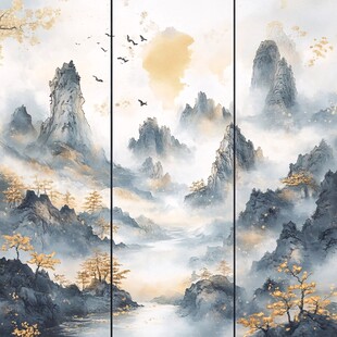 大气山河屏风
