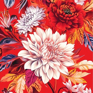 数码印花图案手绘花卉