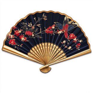 梅花花鸟折扇