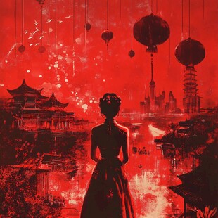 水墨横店横店红色水彩