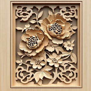 中式木雕花