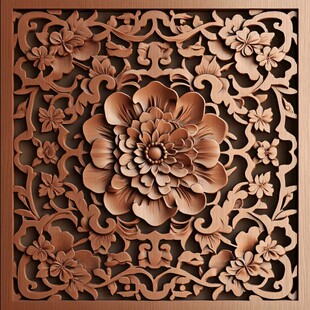 木雕精雕素材花纹