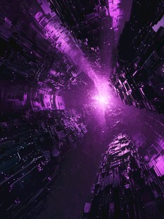 紫色发光高楼