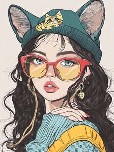 潮流插画美女人物插画