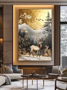 轻奢麋鹿珐琅彩浮雕画