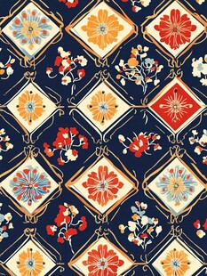 色块花古典图案组合