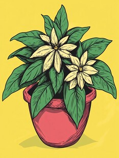 盆栽植物插画