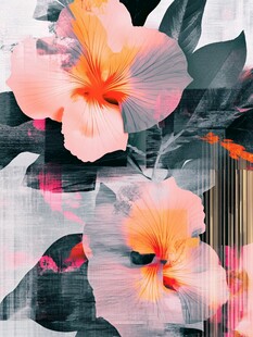 现代花卉肌理装饰画