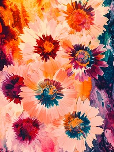 彩色缤纷花朵炫丽绽放