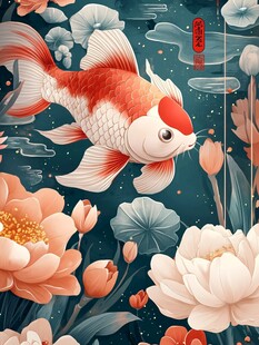 年年有鱼荷花中秋节