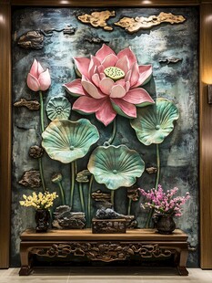 禅意荷花墙饰