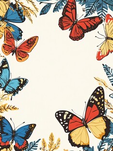 手绘蝴蝶手绘植物