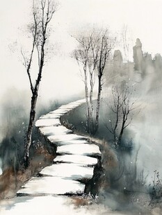 北上广深水彩水墨山水