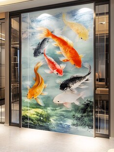 现代屏风鲤鱼图