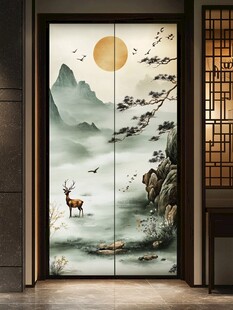 山水画玻璃屏风